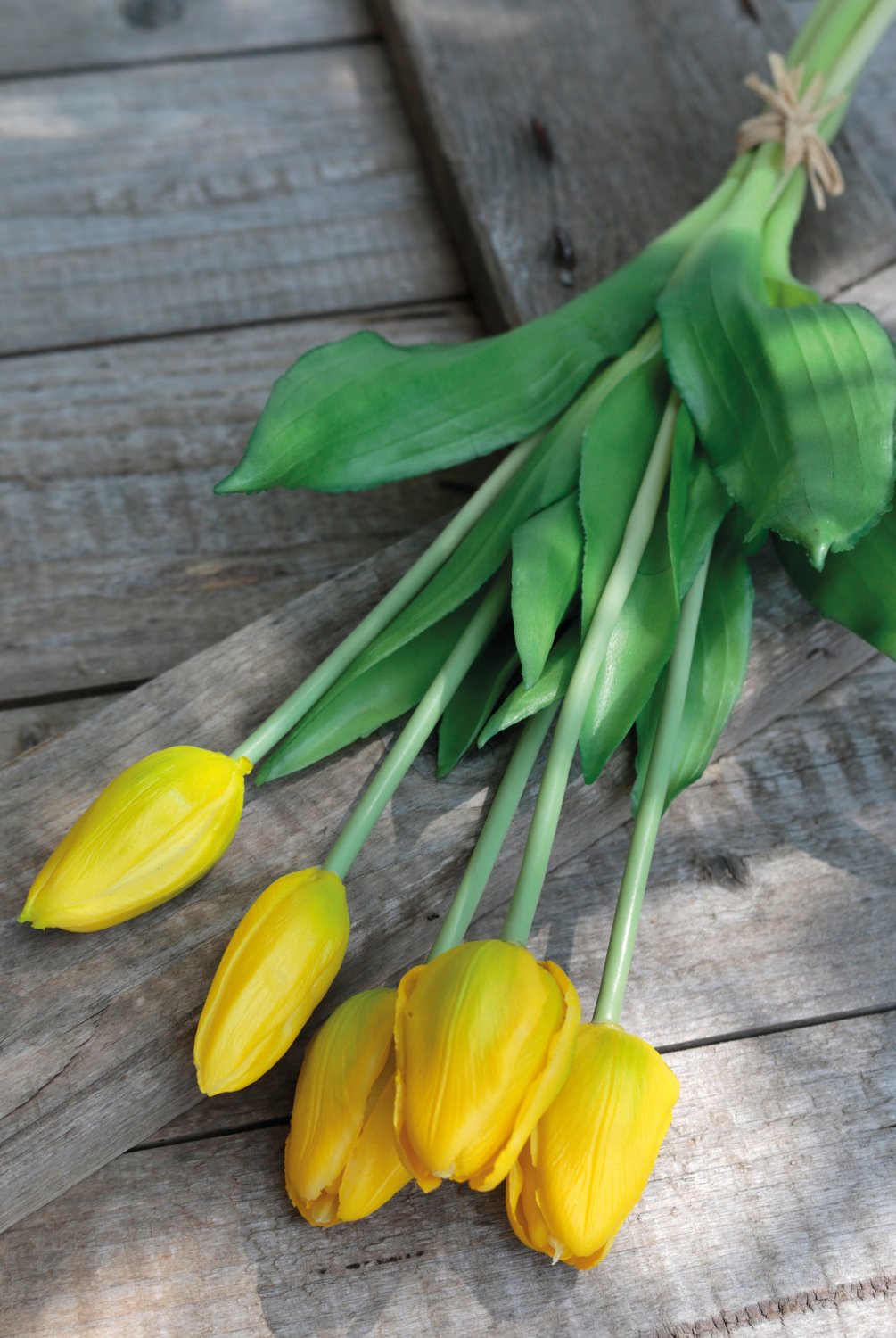 2952 330 a3 Искусственный букет тюльпанов, 5-кратный, 37 см, желтый H-andreas  - Вид №2