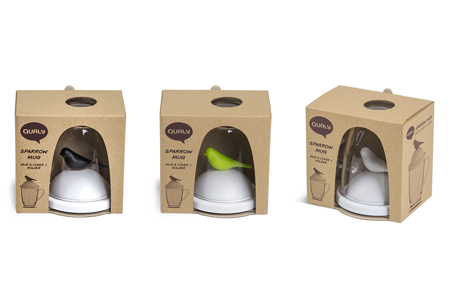 QL10300-WH-BK Чашка с крышкой sparrow, белая с черным Qualy  - Вид №4