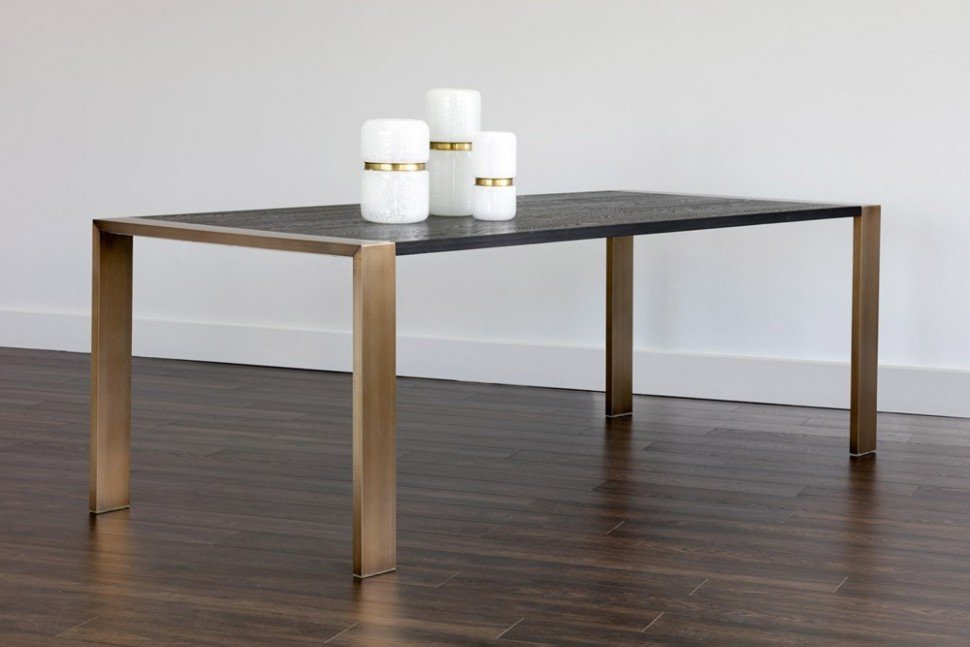 Обеденный стол прямоугольный черный с металлическими ножками 220 см Plat ICON DESIGNE  178134 Коричневый  - Вид №2