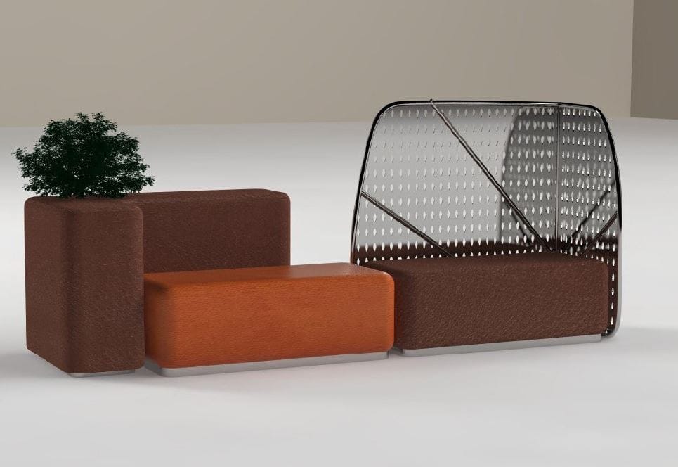 Модульная кожаная скамья Viscio Urban Design зеленый ARCH-00065542 - Вид №1