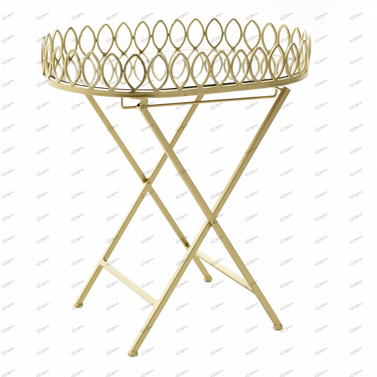 Столик сервировочный с резными бортиками золотой 56 см Me TO4ROOMS  213074 Золото 