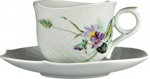 91623 Meissen Чашка для завтрака с блюдцем 300мл "Игра волн, рельеф, дикая флора" Фарфор