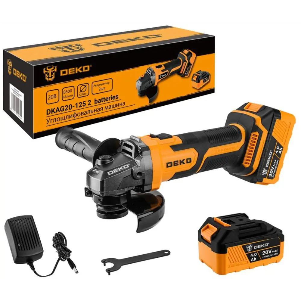 УШМ аккумуляторная Deko DKAG20-125, 20 В Li-ion 2x4 Ач, 125 мм 88877200 STLM-2171704  - Вид №2