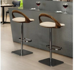 Porada Табурет металлический поворотный со спинкой из орехового дерева Iron