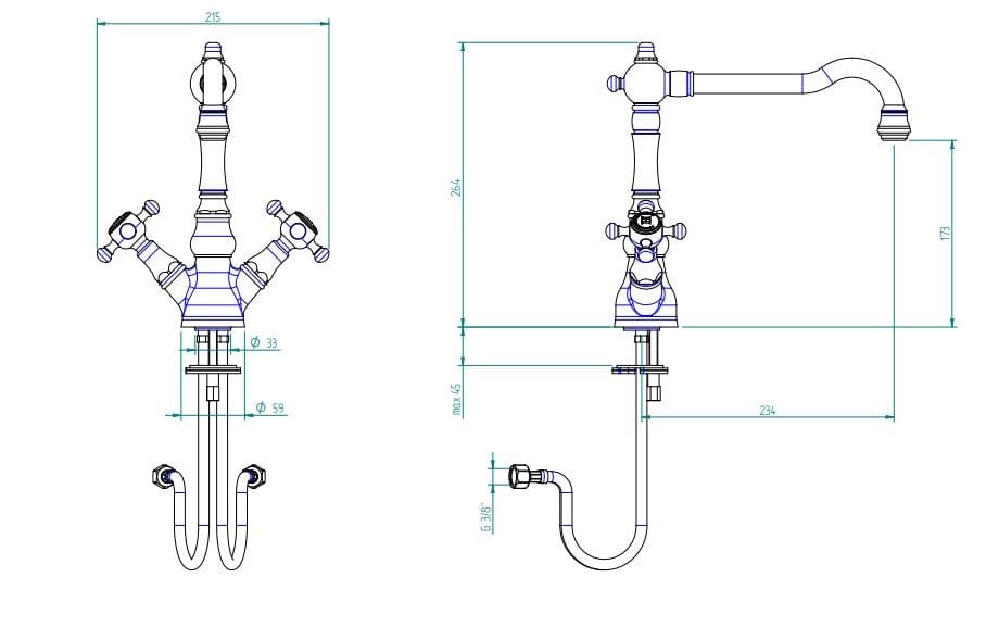 Одно отверстие столешница кухонный кран с поворотным изливом Zazzeri ARCH-00105479 - Вид №2