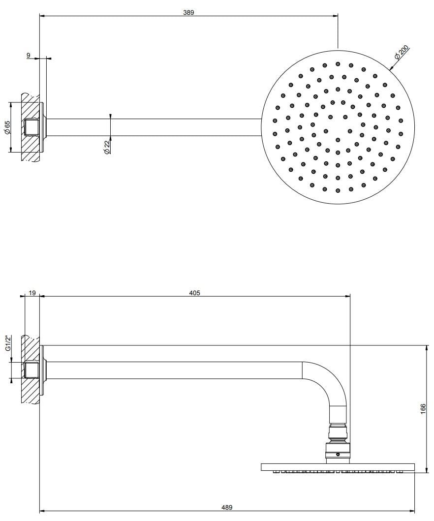Ультра-плоская душевая головка из хромированной латуни с кронштейном Gessi гравированный ARCH-00046298 - Вид №1