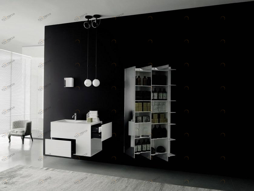 Boffi Стенка для ванной из массивной поверхности с зеркалом Ctline sun-id-1440837