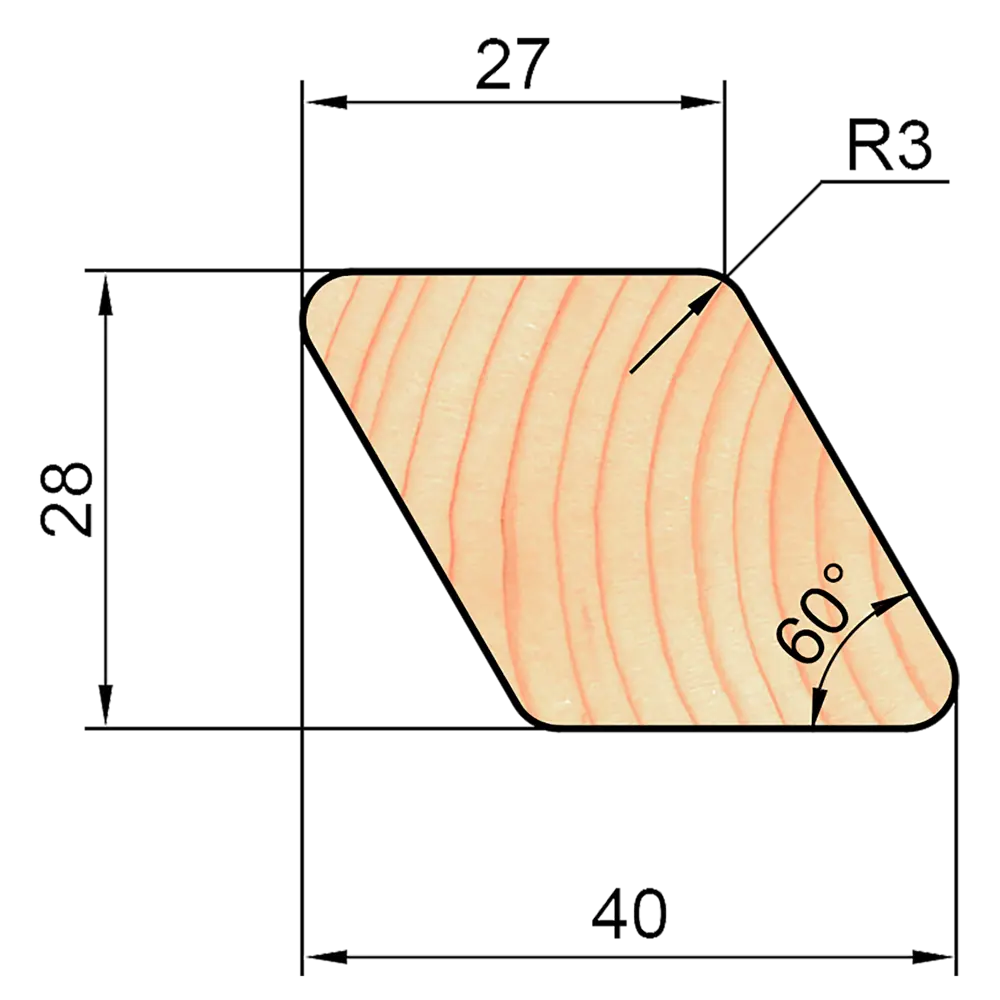 Брусок скошенный сращенный 28x40x3000 мм хвоя сорт Экстра без сучков АРЕЛАН STLM-2083248 - Вид №3