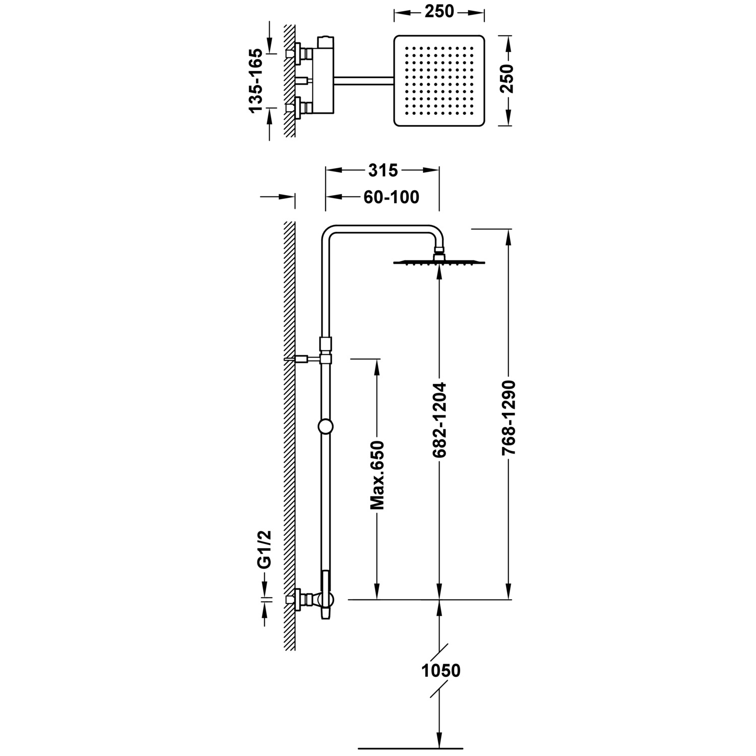 LEX-ALP 2-ходовой настенный смеситель для душа с одной ручкой в сборе-08119701 TRES - Вид №1
