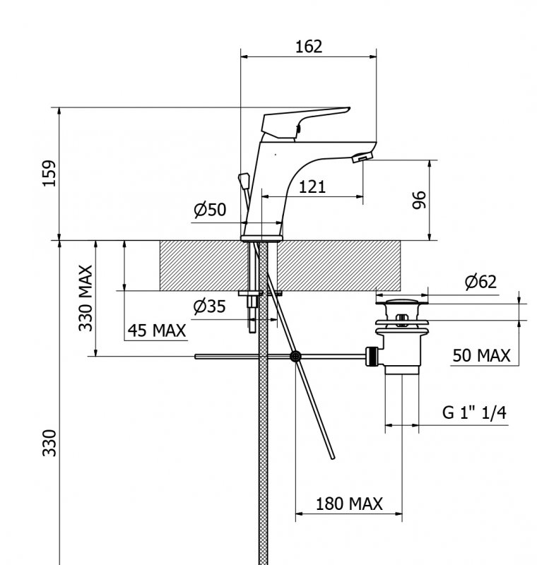 Смеситель на раковину однорычажный Cezares BITONE-LSM1-01-W0  - Вид №1