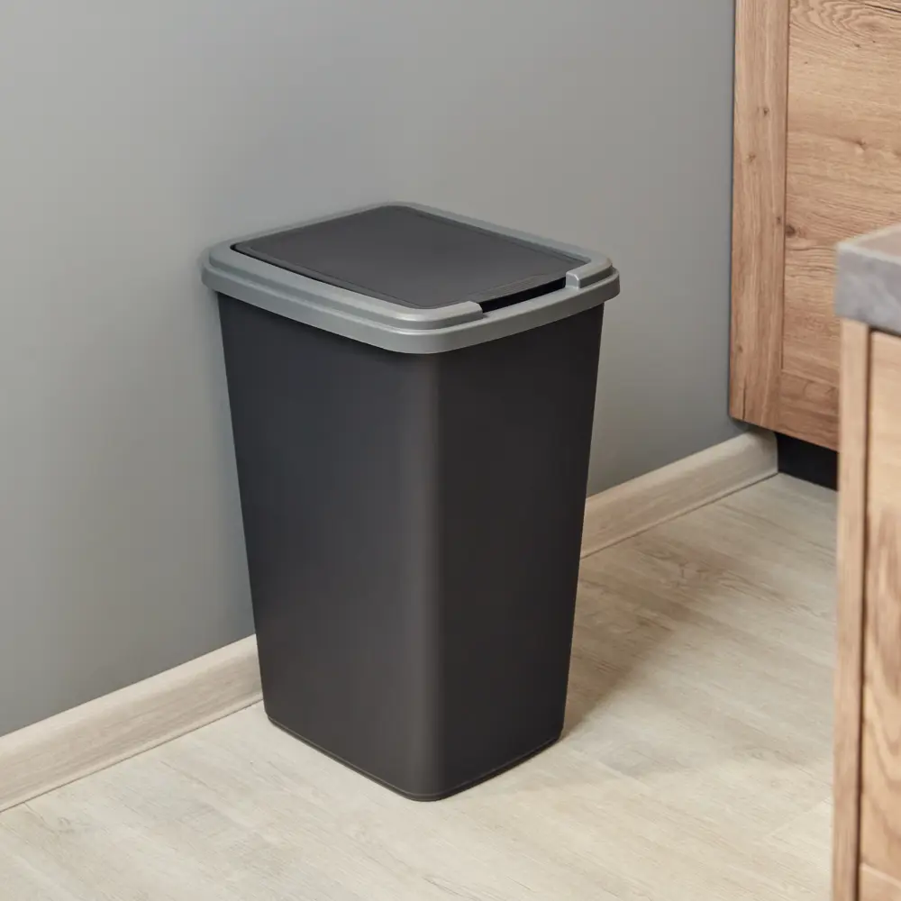 Бак для мусора Delinia с откидной крышкой 50 л полипропилен цвет черный STLM-2013143 - Вид №5