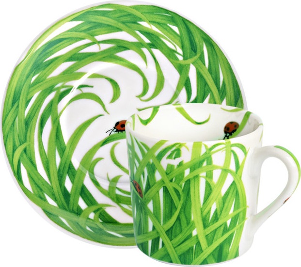 10640789 Taitu Чашка для эспрессо с блюдцем Taitu "Травы" 100мл Фарфор 