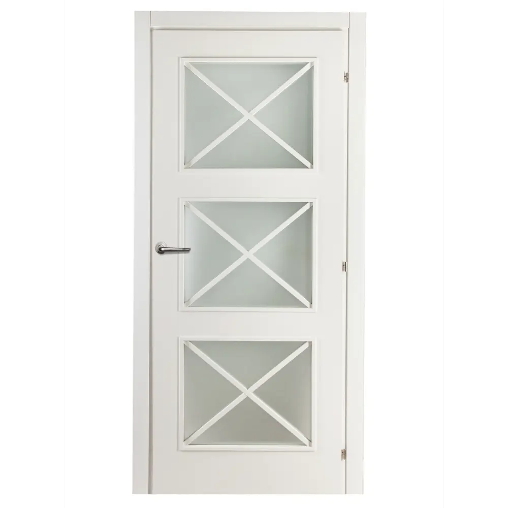 Дверь межкомнатная остекленная Камелия белый 2000x800 мм с фурнитурой МАРИО РИОЛИ STLM-2089338