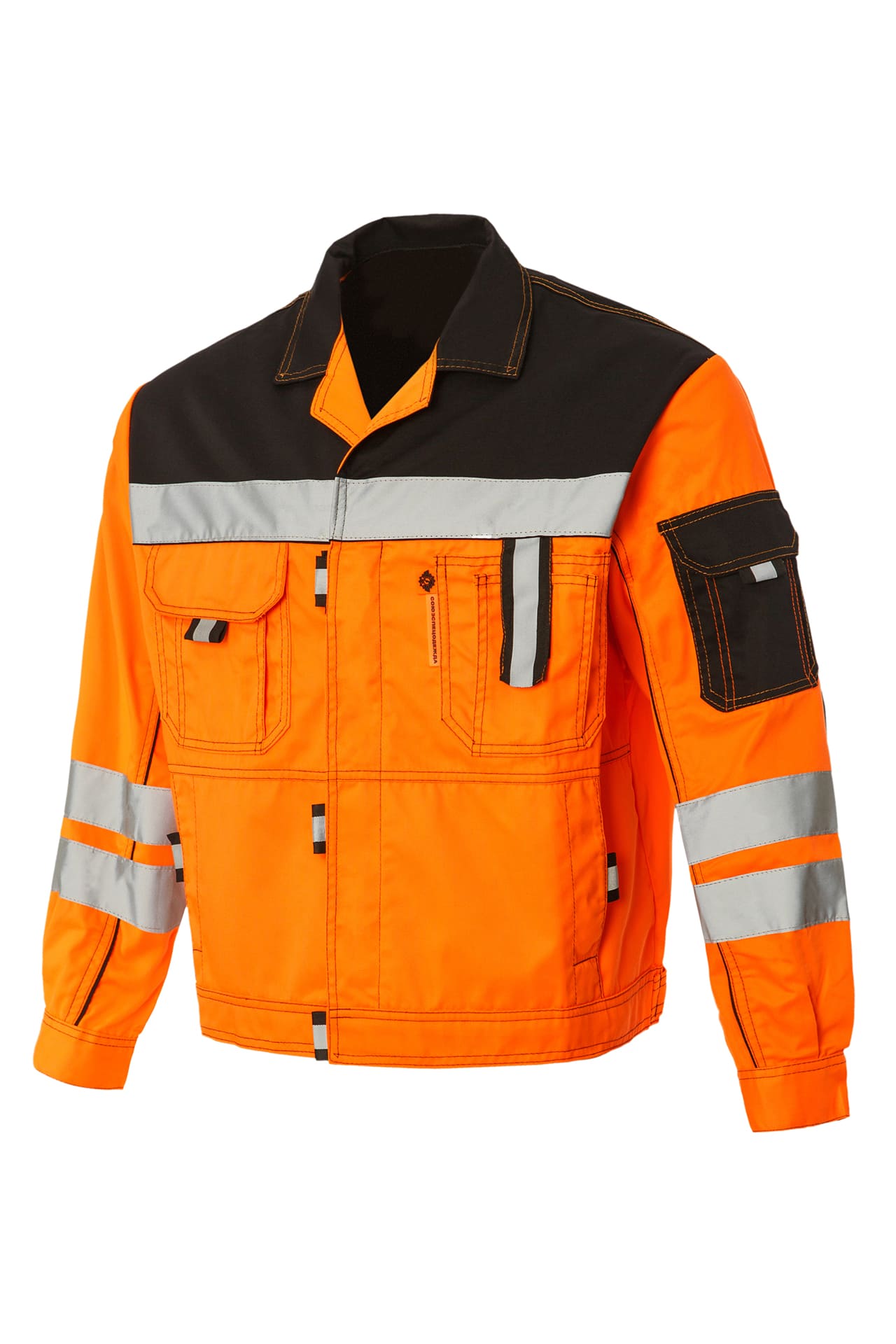 61861 Костюм "Профессионал-2" с СВП оранжево-черный  Летняя спецодежда  размер 44-46/158-164  - Вид №1