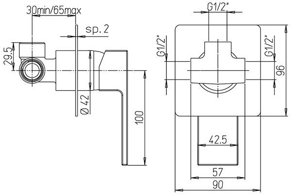 Paini Dax 84CR690 смеситель встраиваемый для душа  - Вид №1