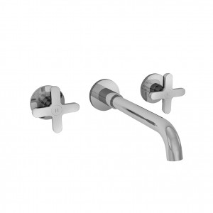 R013B+R010A  Смеситель из стены для раковинывылет 20 см ручки ограничитель потока воды до 5 л/мин при 3 бар картридж керамический 90° впуски 1/2'' без донного клапана Fantini Rubinetti ICONA CLASSIC