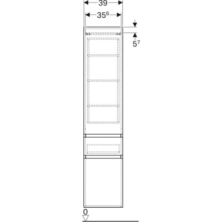869001000 Высокий шкафчик Geberit Renova Plan с двумя дверями и одним выдвижным ящиком Geberit  - Вид №3