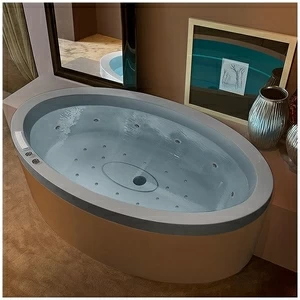 Ванна GRUPPO TREESSE Eos 190 AWA-V849N-SE серая с гидромассажем аэромассажем и дезинфекцией овальная