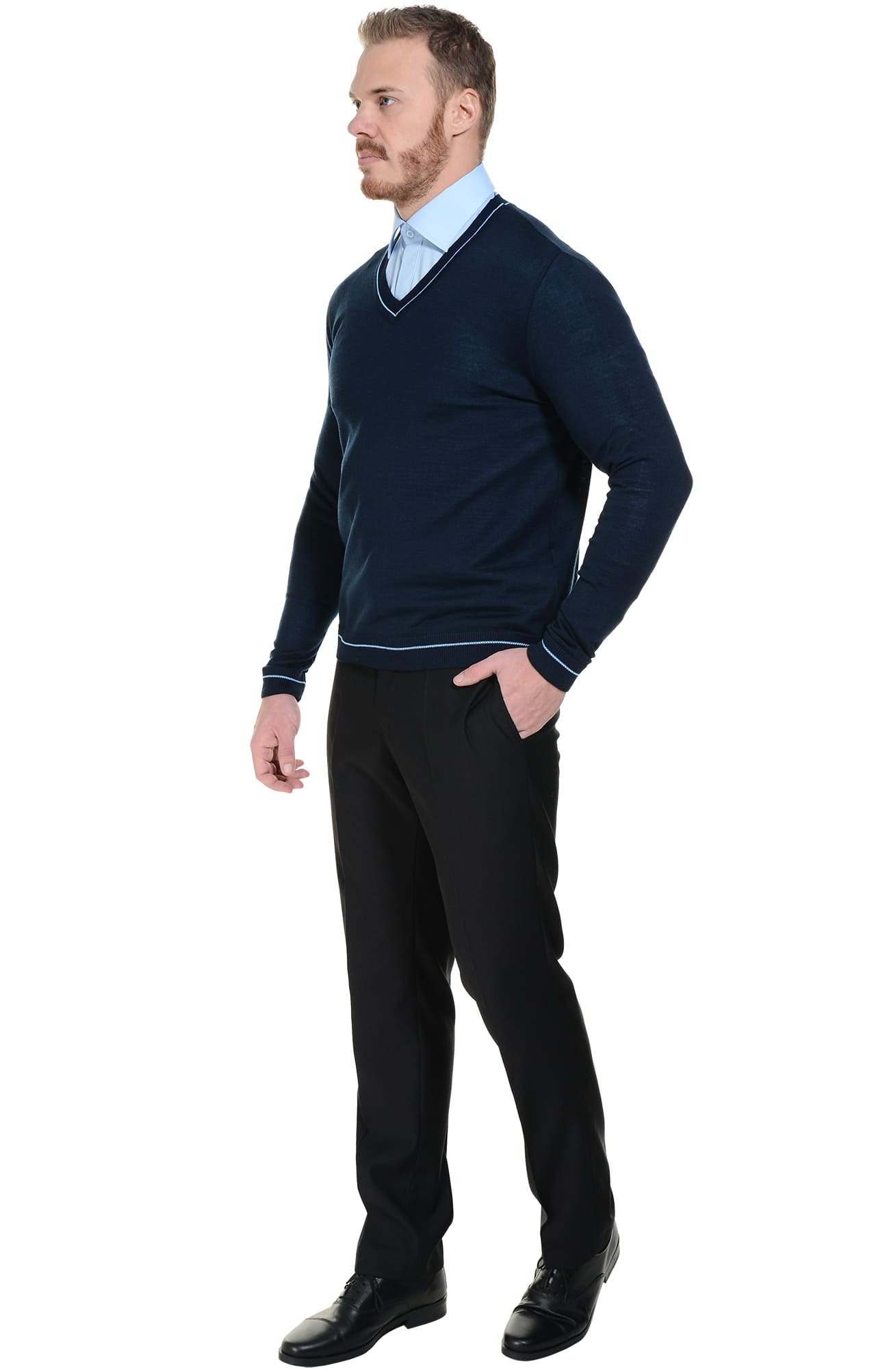 62572 Джемпер мужской темно-синий/голубой  Одежда для охранных структур  размер 48-50 Спецодежда  - Вид №5