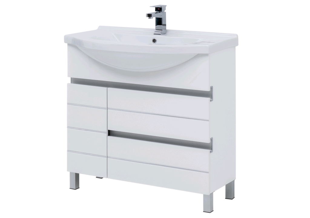 Тумба с раковиной Aquanet Доминика 90 R белый (раковина Эльбрус) 0023840600168865 - Вид №2