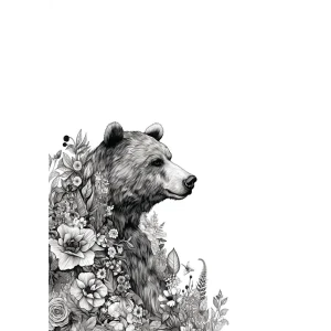 Постер Медведь в цветах 21x29.7 см