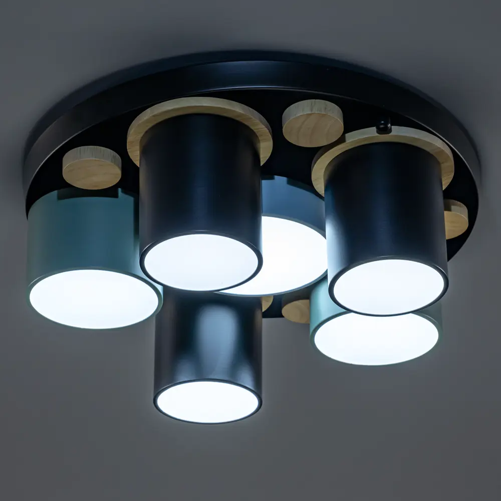 Люстра потолочная светодиодная Ritter Scandia 52075 7 с д/у 54 Вт 18 м² 2700К-6500К цвет черный/зеленый/голубой/дерево STLM-2187092 - Вид №2