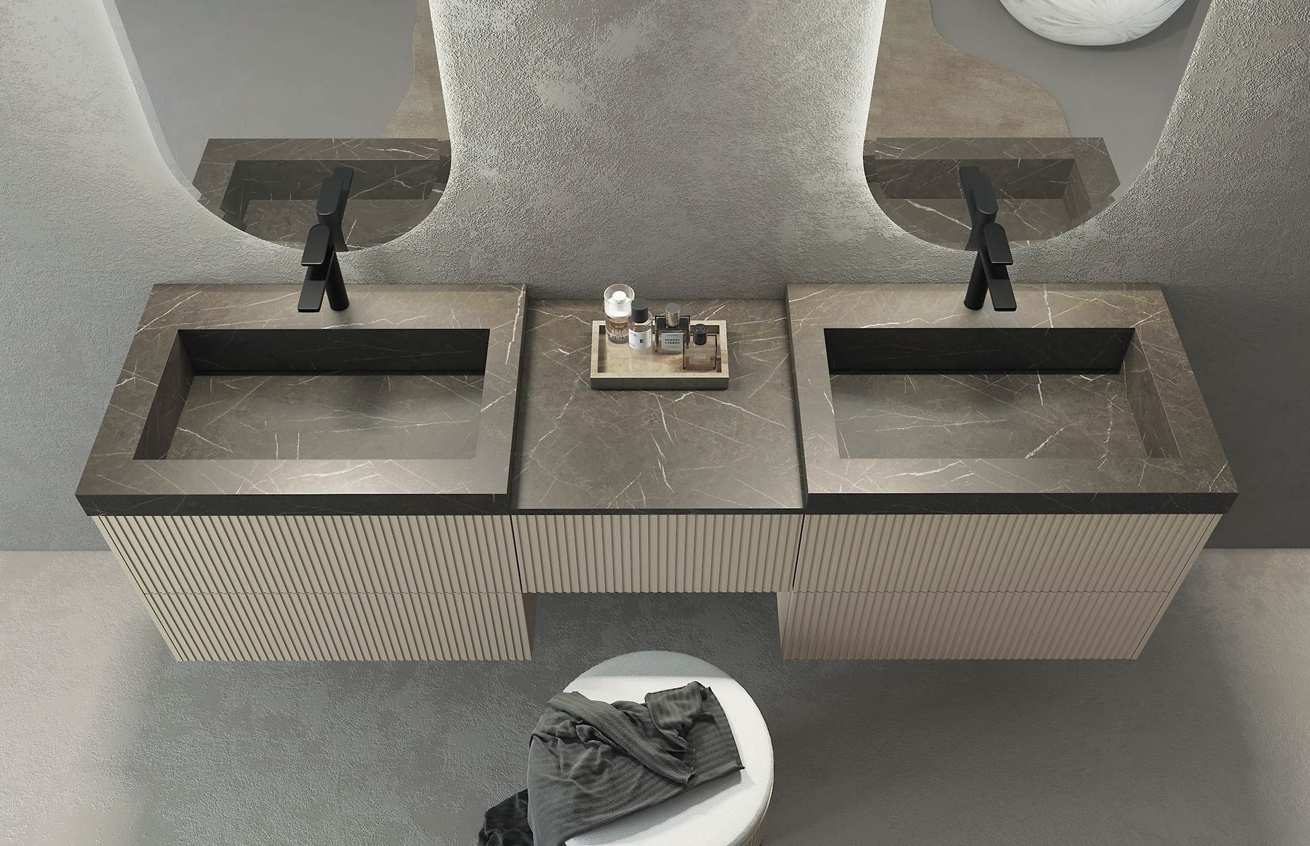 Деревянный подвесной двойной умывальник с ящиками LEGNOBAGNO Re-Stretch ARCH-00035799 - Вид №1