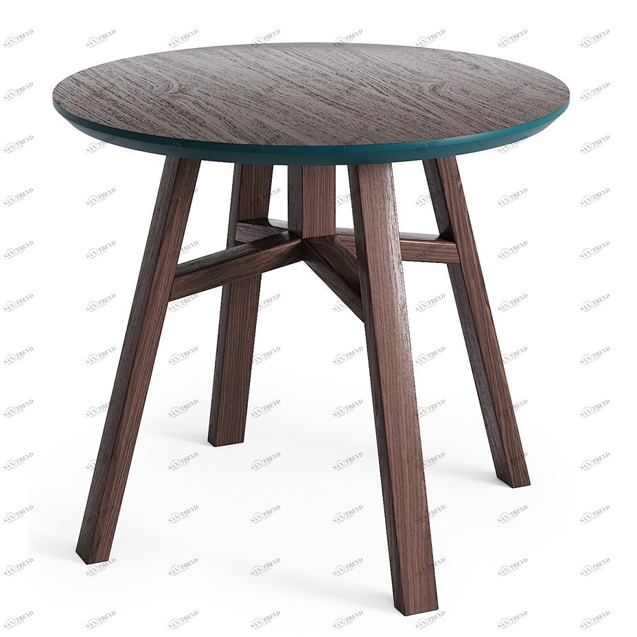 Приставной столик круглый темный дуб, морская волна 55 см Mack THE IDEA  210065 Коричневый 