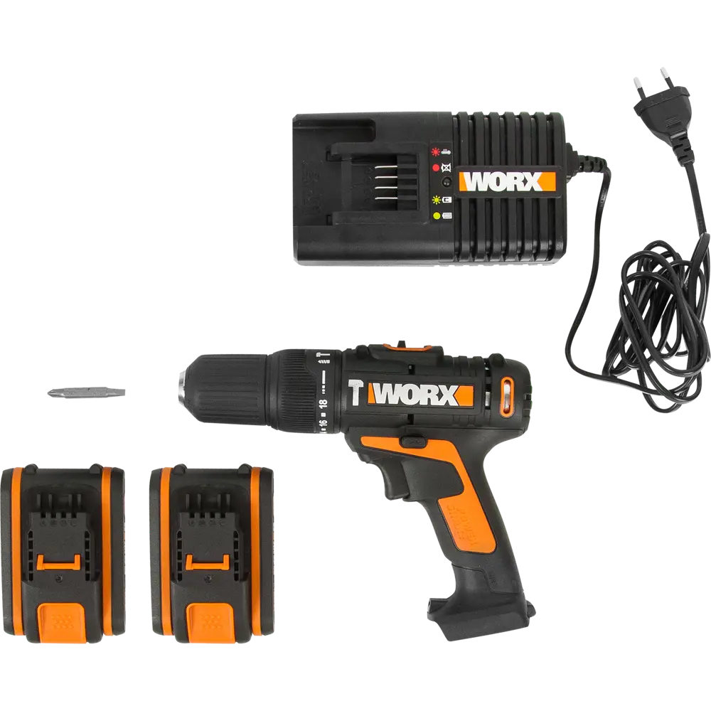 Дрель-шуруповерт аккумуляторная Worx WX371.1, 20 В Li-ion 2x2 Ач STLM-2192227 - Вид №4