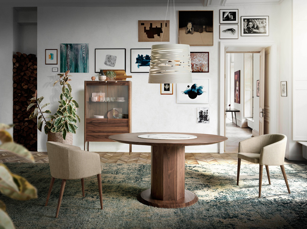 Обеденный стол круглый деревянный коричневый CP1806-D от Angel Cerda ANGEL CERDA CP1806 00-3865612 Орех;коричневый;слоновая кость;молочный  - Вид №1