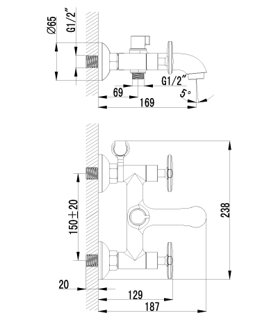 LM1912C Смеситель Plus Spirit для ванны LEMARK SPIRIT - Вид №1
