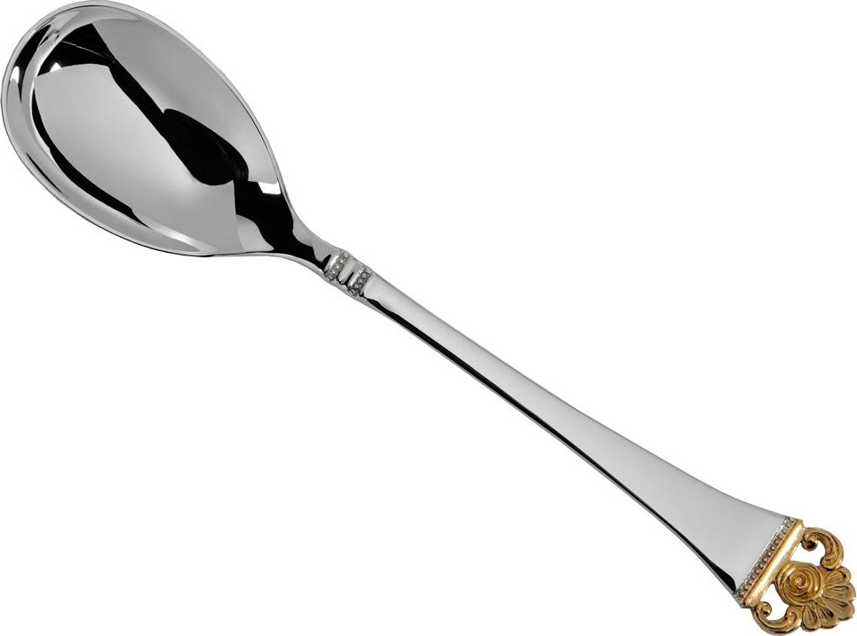 65882 Robbe&Berking Ложка для овощей Robbe&Berking "Розенмустер" 23,1см (серебро 925+позолота) Серебро 925 