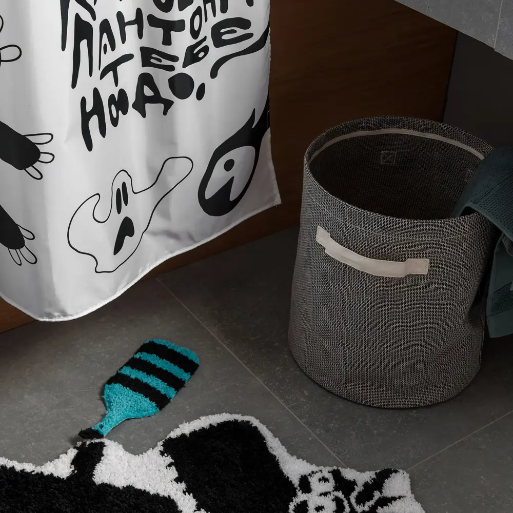 Корзина для белья Irony цвет серый MOROSHKA STLM-2145088 - Вид №4