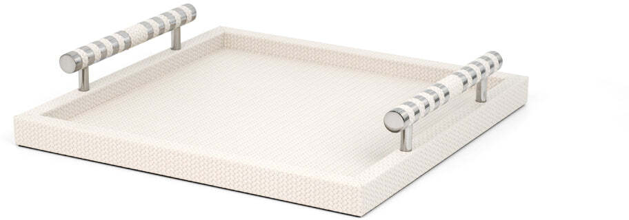 Saturno Поднос - 29,5X45 см/металл-хром/ари-кожа_кофе