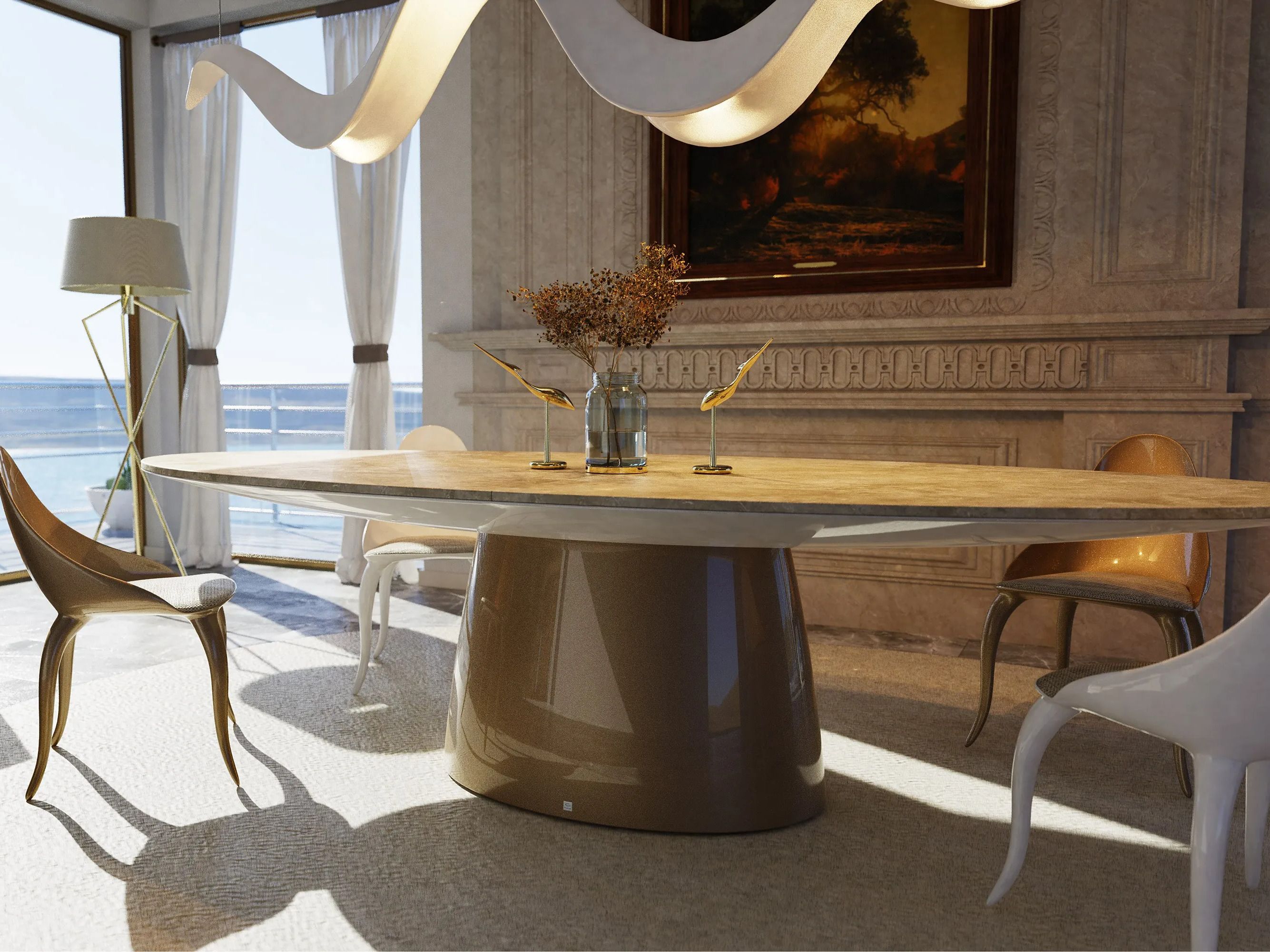 Овальный стол из стекловолокна с мраморным верхом GANSK MAGNA ARCH-00112162 - Вид №4