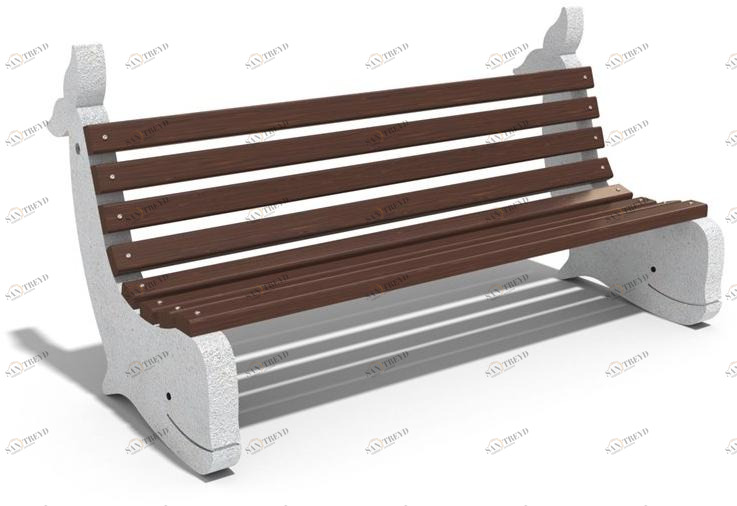 ENCHO ENCHEV - ETE Скамейка из бетона и дерева со спинкой  155 