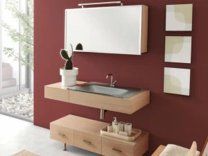 LASA IDEA Низкая тумба для ванной из дуба с ящиками Mariposa