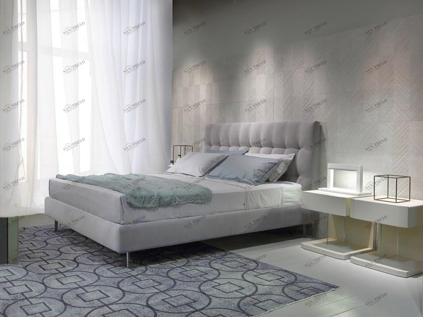 EmmeBi Кровать с обивкой из бархата с изголовьем капитоне Kelly sun-id-1459965