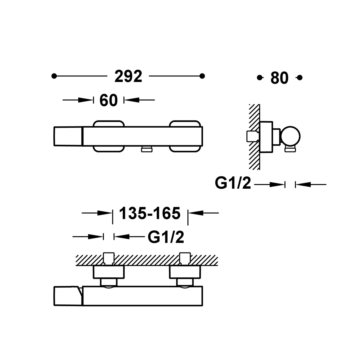 Настенный смеситель для душа на чердаке с одной ручкой -20016701 TRES  - Вид №1