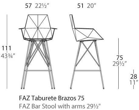 VONDOM Табурет садовый полипропиленовый с подлокотниками Faz sun-id-1352983 - Вид №5