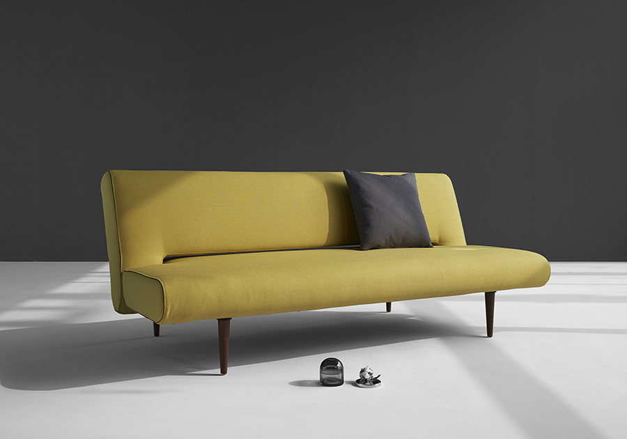 Диван Unfurl с ножками из темного дерева и черной рамой, жёлтый Innovation Living UNFURL554 - Вид №2
