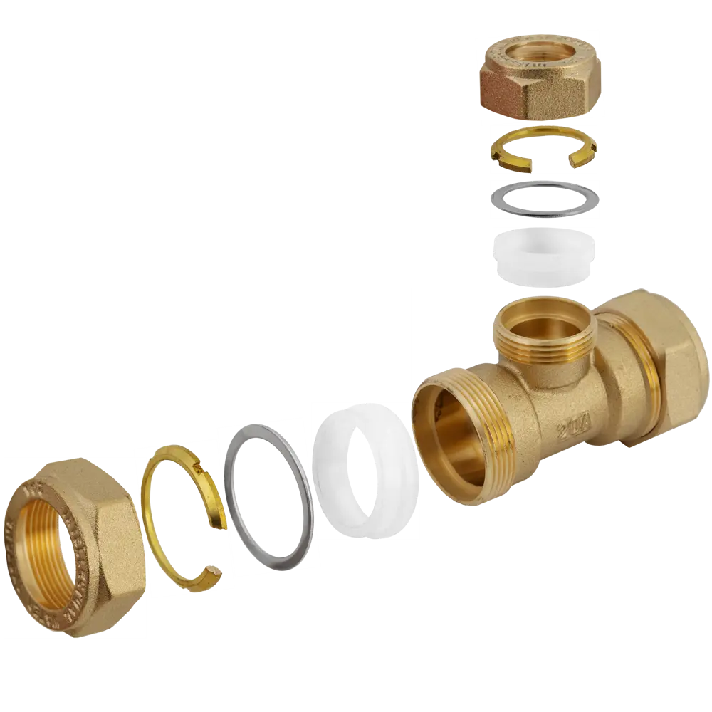 Тройник обжимной Stahlmann 20×15×20 мм для систем водоснабжения 82650034 STLM-0032861 - Вид №1