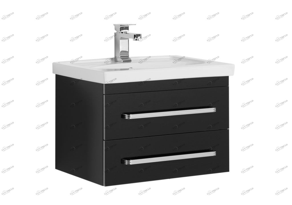 Тумба с раковиной Aquanet Сиена 60 черный (подвесной 2 ящика) 0018923500185476