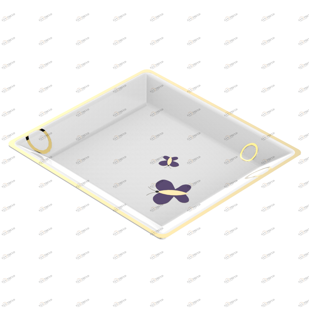 A7D-4614 Фарфоровое блюдце большого размера Thg-paris Capucine фиолетовый с золотым декором Хром A7D-4614 CAT.A