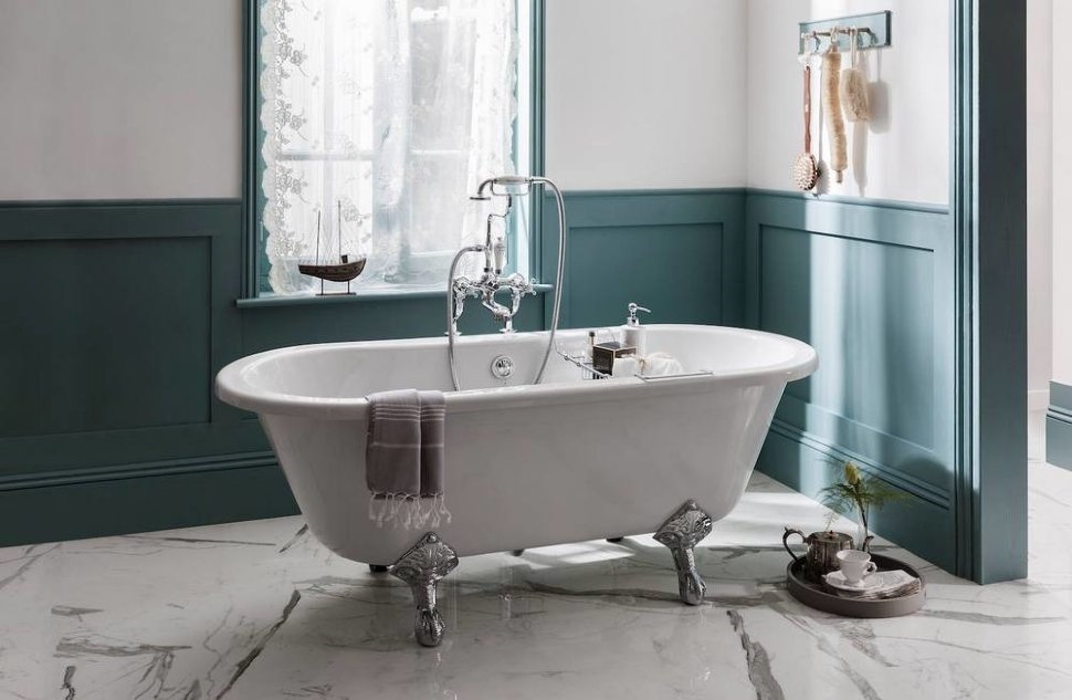 Смеситель для ванны с ручным душем, набортный [CL15]  Burlington T8-QT, T18, T1  - Вид №6