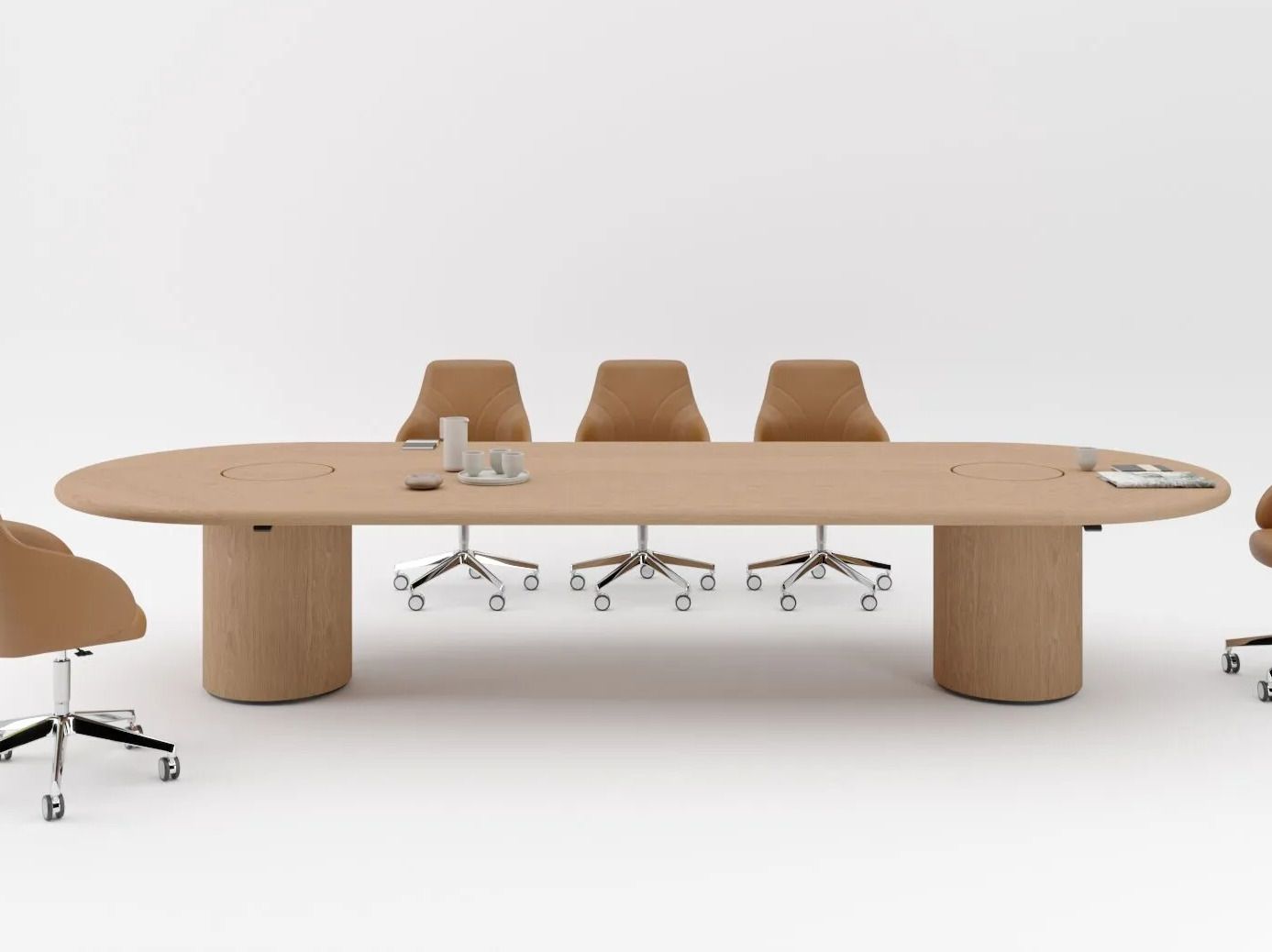 Деревянный овальный стол для совещаний с системой люверсов PROF ARCH-00002902