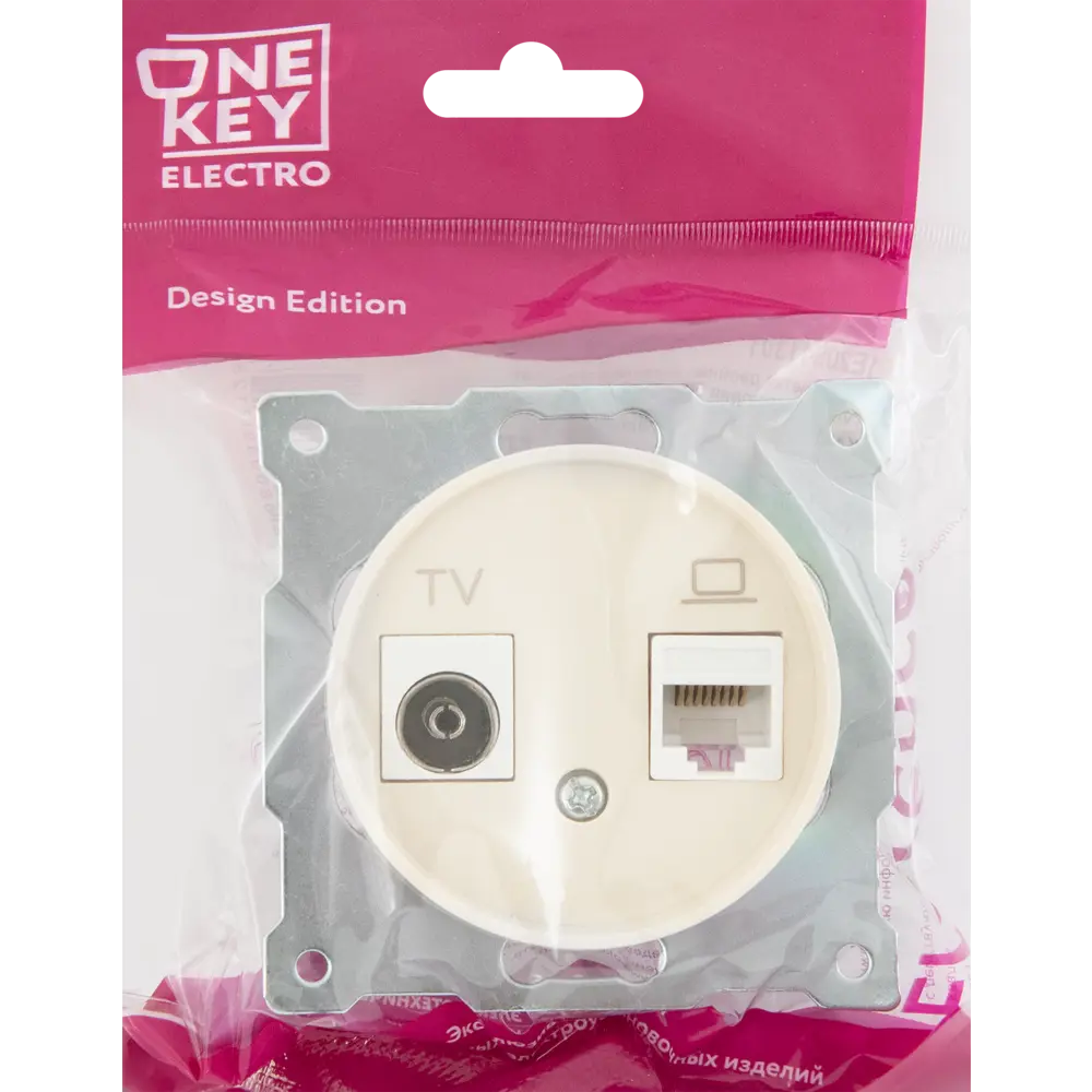 ONEKEYELECTRO Florence - розетка двойная TV/RJ45 бежевая 84684123 STLM-0053627 - Вид №5