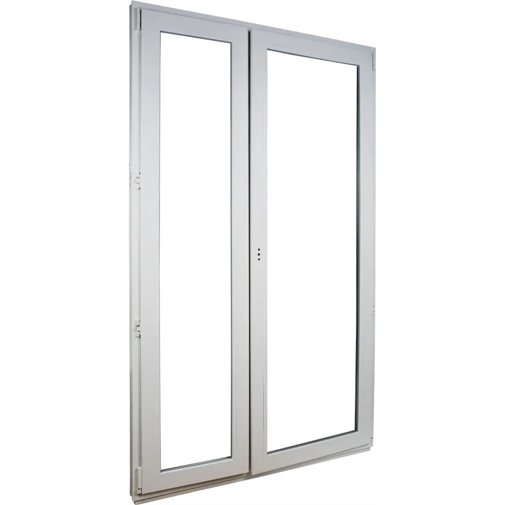 Балконная дверь ПВХ Deceuninck двустворчатая 2100x1200 мм (ВxШ) двуxкамерный стеклопакет белый/белый STLM-2046804