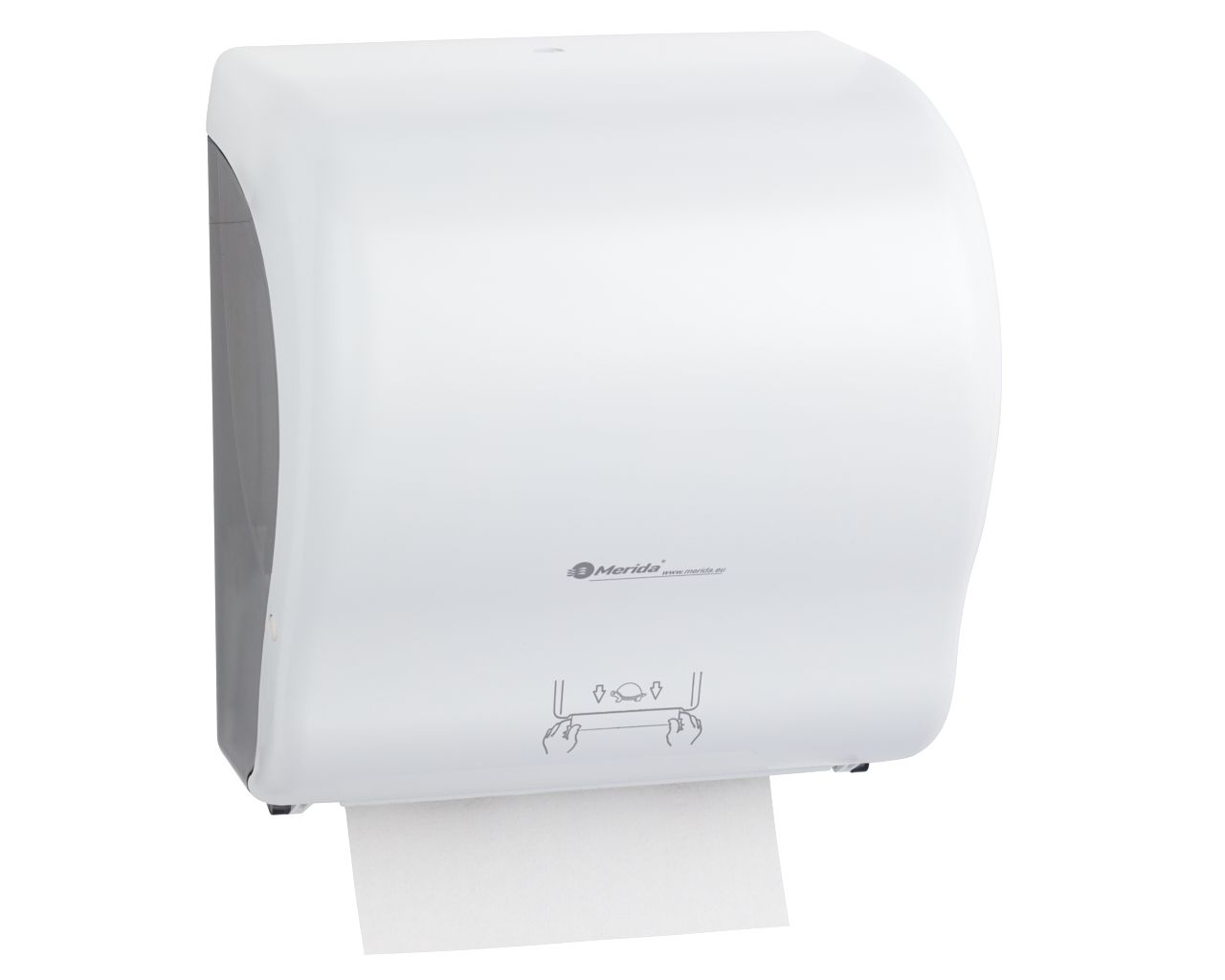 CJB301 Механический диспенсер для бумажных полотенец в рулонах LUX CUT AUTOMATIC MAXI, АБС-пластик, белый Merida  - Вид №1