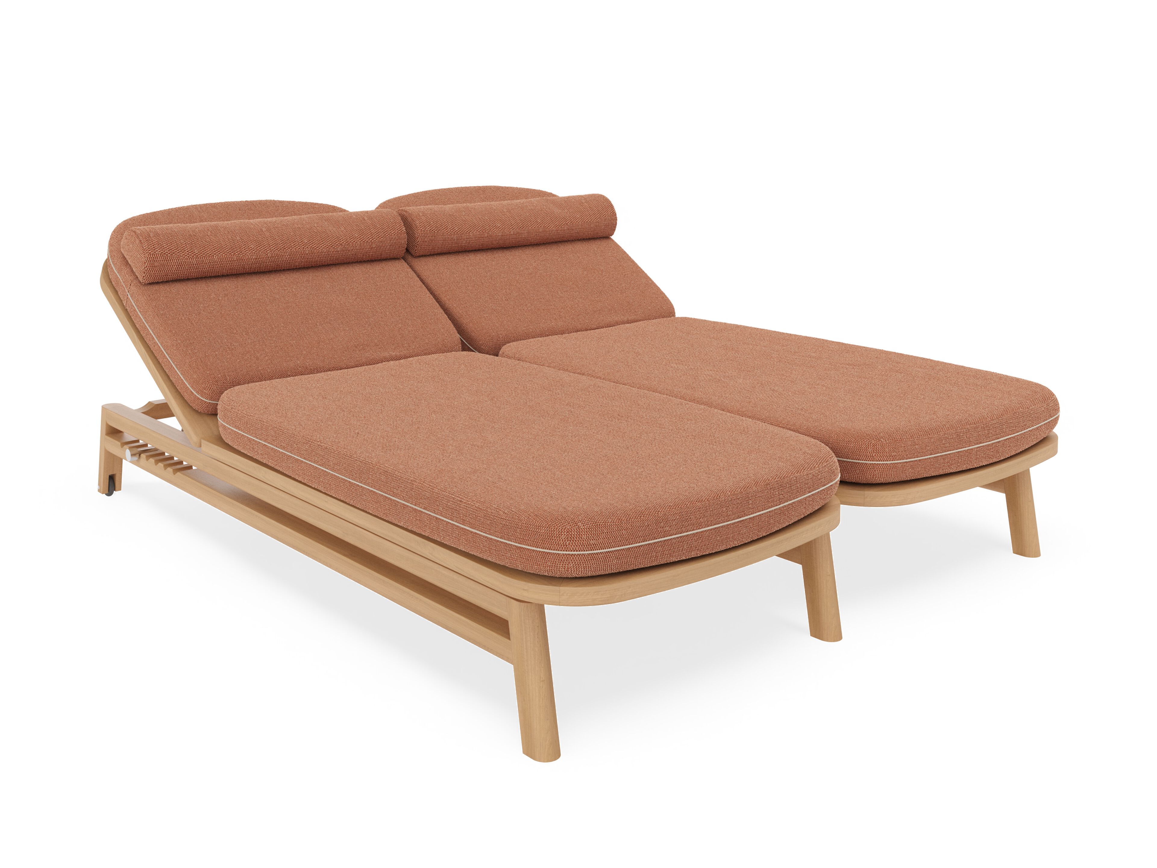 Двойная Садовая кровать из тикового дерева с подушками Sunbrella FJAKA Oaza ARCH-00056999